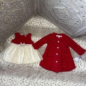 NWT! Nannette Baby Christmas set girls 0-3 months sparkly jacket dress holiday